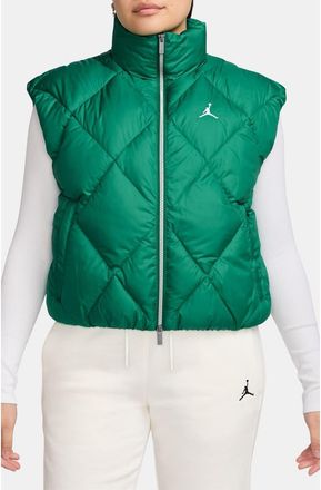 Nike Jordan Brooklyn Therma-FIT Quilted Puffer Vest in Malachite/White at Nordstrom, Size X-Large
