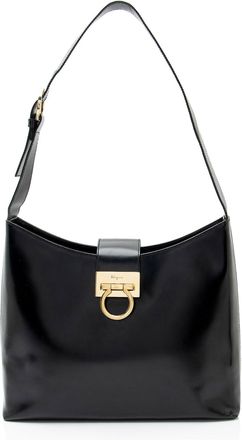 Ferragamo Vintage Leather Gancio Trifolio Large Shoulder Bag