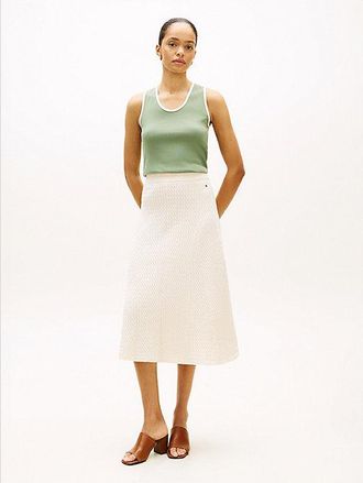 Tommy Hilfiger Fine Cable Knit Midi A-Line Skirt