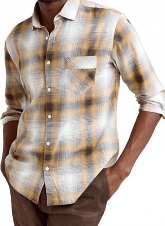 Billy Reid Melange Shadow Plaid John T Shirt In Honey Multi