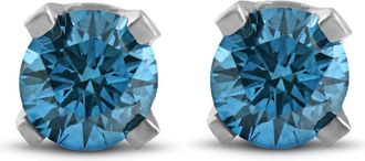 Pompeii3 3/8ct Blue Diamond Studs 14K White Gold