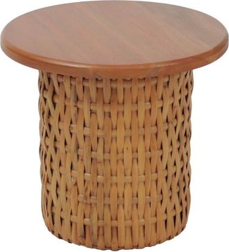 Hhg [nunca Usado] Mesa Auxiliar Hhg-336, Mesa De Sof&aacute;/mesa De Centro, Mesa De Sal&oacute;n, Mesa Para Plantas, Mesa, Madera De Caoba, Rat&aacute;n, Redonda, &Oslash; 44 Cm