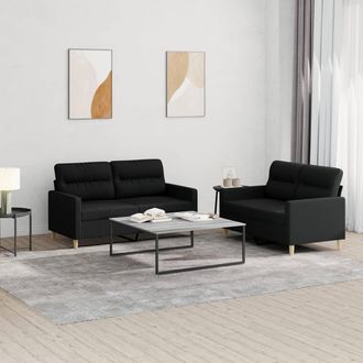 vidaXL Juego De Sof&aacute;s Con Cojines 2 Piezas Tela Negro Vidaxl