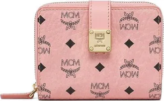 MCM Aren Brass Plate Wallet in Visetos in Soft Pink at Nordstrom