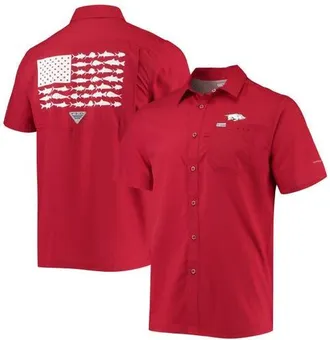 Columbia Mens Columbia PFG Cardinal Arkansas Razorbacks Slack Tide Camp Button-Up Shirt at Nordstrom, Size Medium
