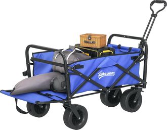 OUTSUNNY Carro De Jard&iacute;n Carro Plegable Con Longitud Y &Aacute;ngulo Del Mango Ajustables Y Bolsa De Transporte Carga 100 Kg