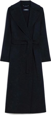 Max Mara Poldo Coat In Blue Wool Drape