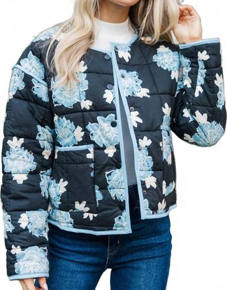 Mia Floral Quilted Jacket In Black