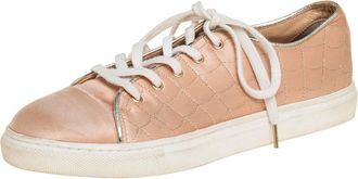 Charlotte Olympia Peach Satin Web Low Top Sneakers