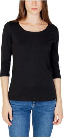 Street One Tops, Dames, Zwart, 4Xs, Katoen, Zwart 3/4 Mouw Ronde Hals T-Shirt