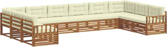 vidaXL Juegos De Sof&aacute;s 6 Uds. Natural Y Crema Madera De Acacia S&oacute;lida Vidaxl