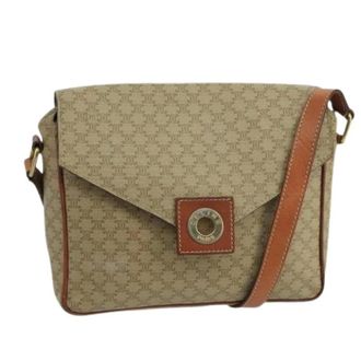 Celine Pre-owned Cross Body Bags, female, Beige, Size: ONE SIZE Pre-owned Vintage macadam circle logo shoulder bag