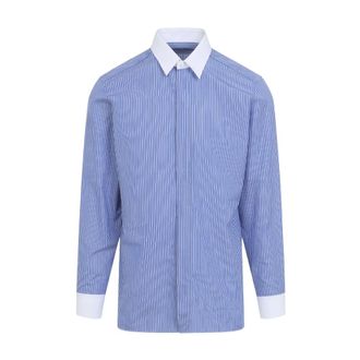 Tom Ford Poplin Track Stripe Contrast Classic Fit Shirt - male - Tom Ford - Formal Shirts - Multicolor - XL - Shirts