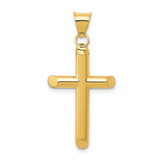 Diamond2Deal 14k Yellow Gold 3-D Polished Hollow Cross Pendant