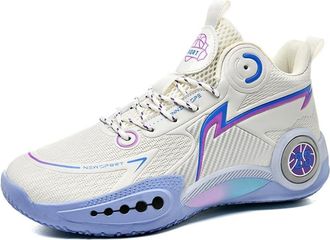 Generic Mens Lace Up Basketball Shoes are Breathable Lightweight Non Slip Grab Grip Outdoor Indoor Sports Training Boots Walking Shoes(Beige,5.5 UK)