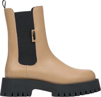 Estro & Luminara Schoenen, Dames, Beige, 40 EU, Leer, Chelsea Boots