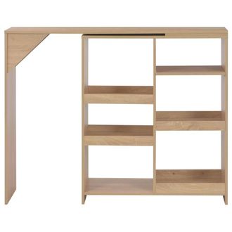 Berkfield Home Bar Table with Moveable Shelf Oak 138x39x110 cm in Light Oak | Size: 138 x 39 x 110 cm