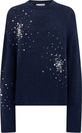 Des_Phemmes Maglione Girocollo con Cristalli Decorativi - - Knitwear - Donna - Blu - L