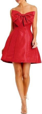 Mac Duggal Strapless Oversized Bow Fit & Flare Mini Dress in Red at Nordstrom, Size 10