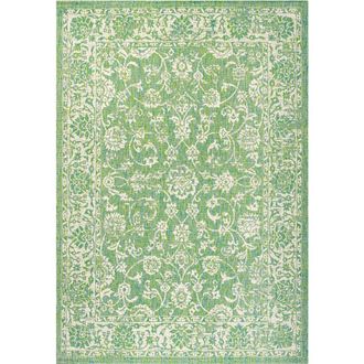 Jonathan Y Designs Tela Bohemian Textured Weave Floral Indoor/Outdoor Area Rug in Cream/green at Nordstrom, Size 2Ft 0In X 8Ft 0In