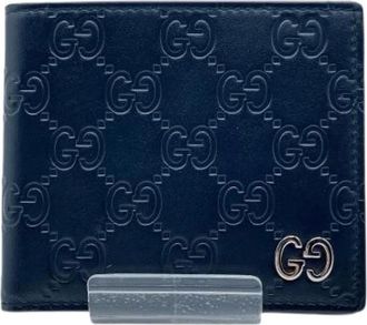 Gucci Pre-owned Wallets, male, Blue, Size: ONE SIZE Pre-owned Guccissima Leather Wallet