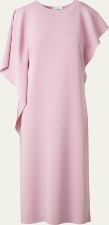 Akris Lasercut Shoulder-Drape Midi Dress