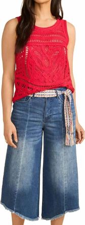 FDJ Sleeveless Crochet Sweater In Red