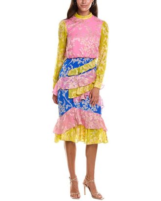 Saloni Saloni Isa Tree Jacquard Midi Dress