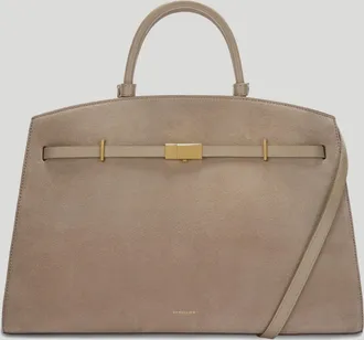 DeMellier The Hudson in Light Taupe Suede Leather Tote & Work bag
