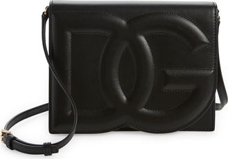 Dolce & Gabbana DG Logo Flap Leather Crossbody Bag in Black at Nordstrom
