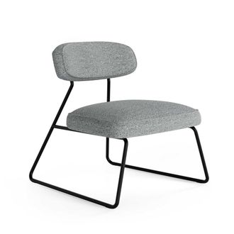 Koketto Home Butaca estilo industrial estructura met&aacute;lica negra tapizada gris claro