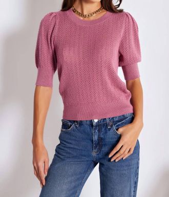 Bishop + Young Sienna Puff Sleeve Sweater In Magenta