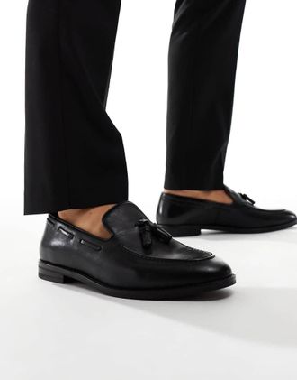 Asos Mocassini neri in pelle con nappe-Nero