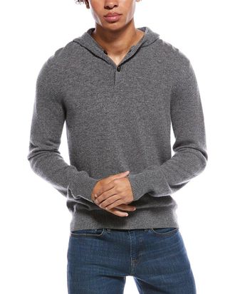 Amicale Cashmere Jersey Cashmere Henley Hoodie