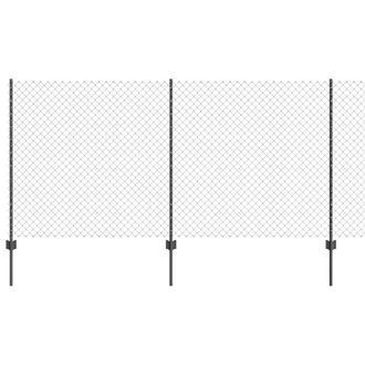 Berkfield Home Chain Link Fence with 20 U Posts Grey 1.2x10 m Steel