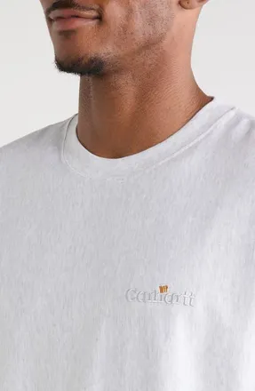 Carhartt Work in Progress WIP Label Embroidered Oversize Organic Cotton T-Shirt in Ash Heather at Nordstrom, Size Xx-Large