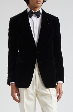 Tom Ford Shelton Fluid Velvet Cocktail Jacket in Black at Nordstrom, Size 38 Us