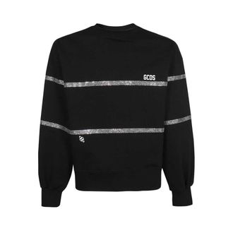 GCDS Sweatshirts, male, Black, Size: S Logo Detail Cotton Sweatshirt