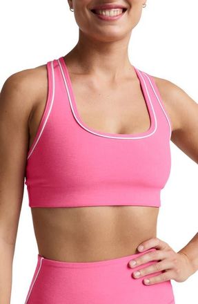 Beyond Yoga Space Dye Racerback Sports Bra in Luscious Pink Heather at Nordstrom, Size X-Large