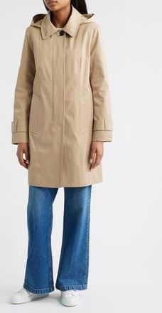 London Fog Oversize Single Breasted Hooded Raincoat in Stone at Nordstrom Rack, Size Small
