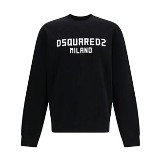 Dsquared2 Sweatshirts, male, Black, Size: L Cotton Crew-Neck Sweatshirt