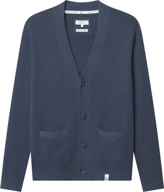 Colours & Sons Strickpullover COLOURS & SONS colours & sons Strickjacke Cardigan-Rib Washed, Herren, Gr. XL, blau, Obermaterial: 100% Baumwolle CO., Pullover Strickp