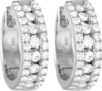 Luxury Bazaar Orecchini a cerchio in oro bianco 14kt con diamanti - Argento