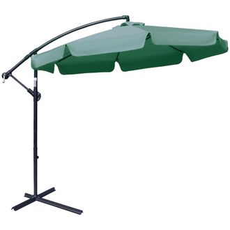 OUTSUNNY 2.7m Garden Cantilever Banana Parasol Sun Shade w/ Crank - Green | TJ Hughes