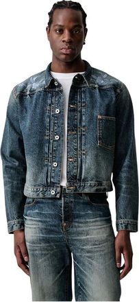 Kenzo Denim jas met bloemenborduursel - Heren - Jassen - Blauw - Maat: XL Denim