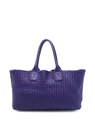Bottega Veneta 2012-2025 Medium Lambskin Intreccio Cabat tote bag - women - Lambskin - One Size - Purple
