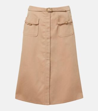Dorothee Schumacher Luxury Layer belted cotton-blend midi skirt