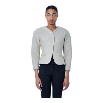 Jacquemus Blazers, female, Beige, Size: 2XS La Petite Veste Ovalo Jacket