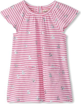 Hatley Stripe Cherry Foil Print Cotton Jersey Dress in Pink Carnation at Nordstrom, Size 12-18M