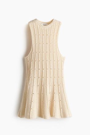 H&M Pointelle-knit Peplum Top in Cream at Nordstrom, Size X-Small